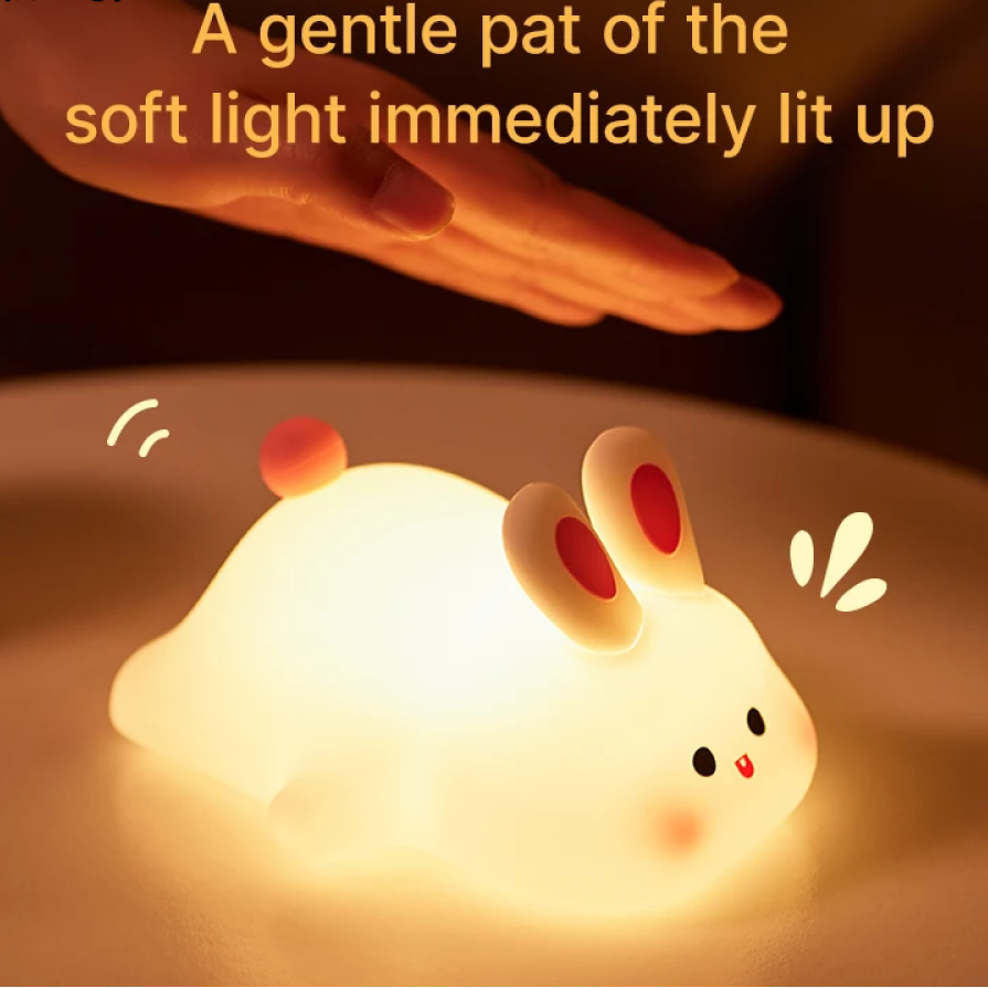 CUTE SILICONE LED NIGHT LIGHT USB RECHARGEABLE TOUCH CONTROL - RABBIT