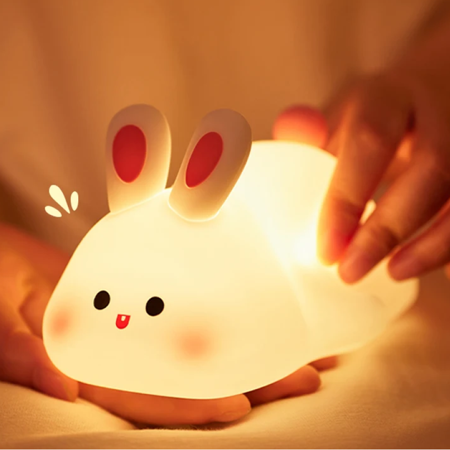 CUTE SILICONE LED NIGHT LIGHT USB RECHARGEABLE TOUCH CONTROL - RABBIT