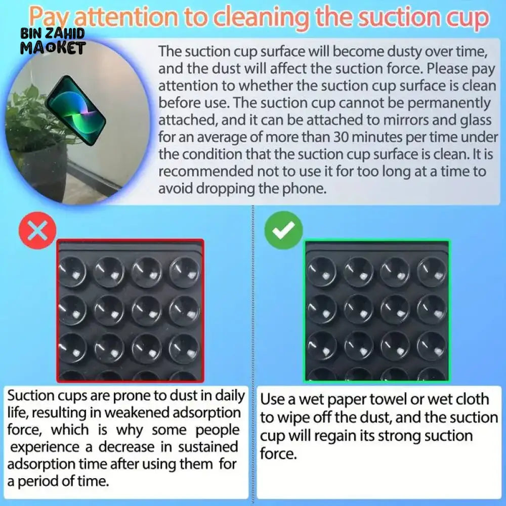 UNIVERSAL SUCTION PHONE MAT — STRONG GRIP WALL & BACK STICKER
